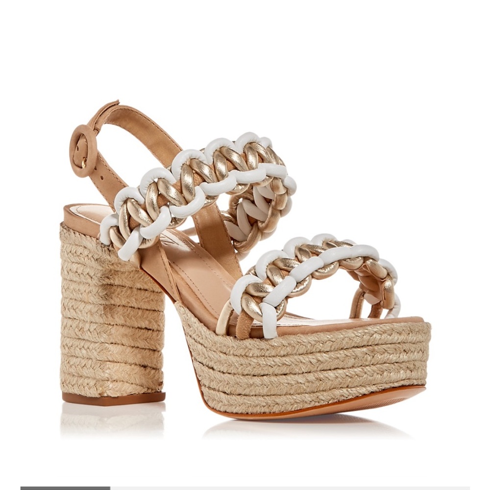 SCHUTZ Gold and White Platform Sandals